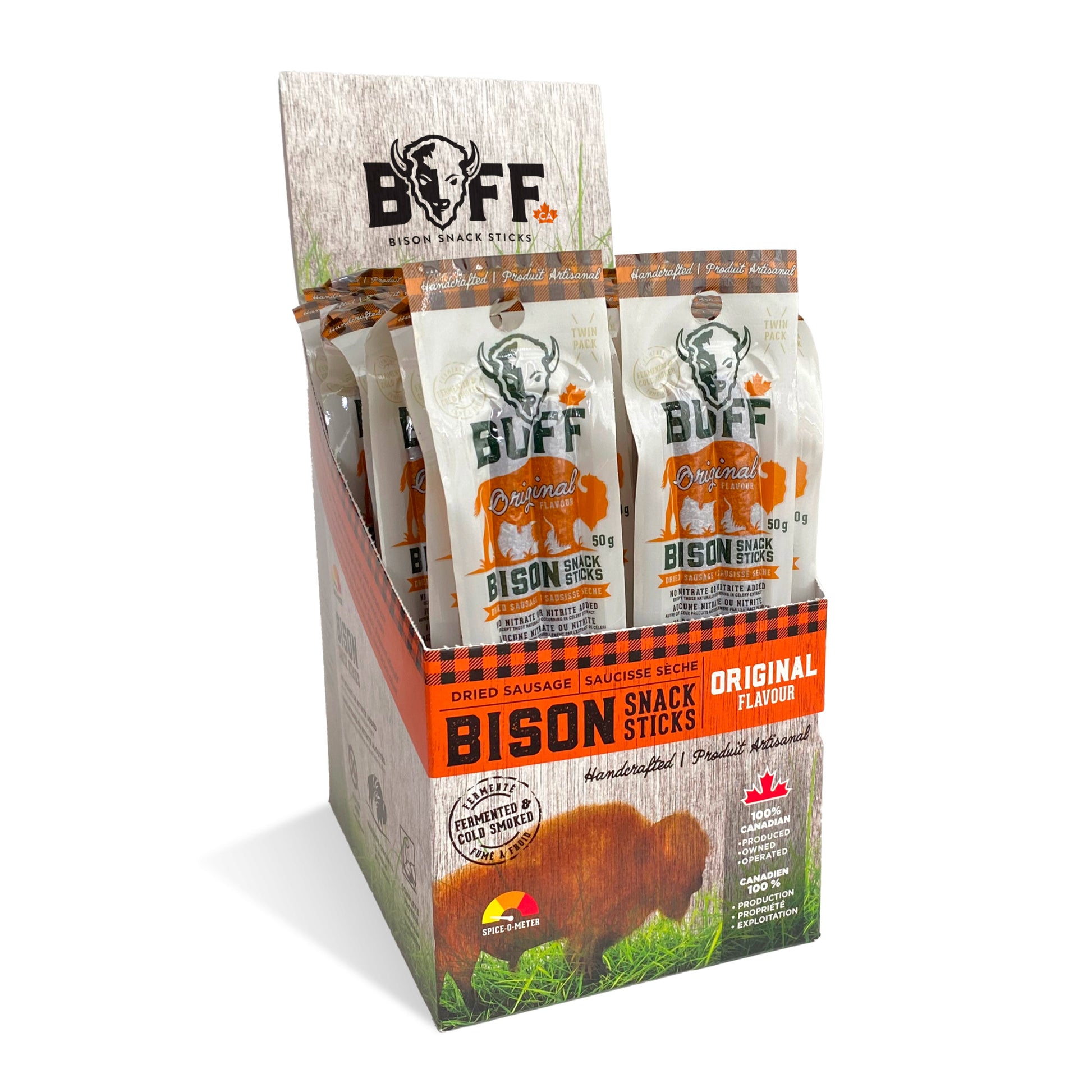 Original Flavor Twin Packs - $4.49 per pack when you buy a box! - Healthy Bison Meat Snack Sticks - BUFF