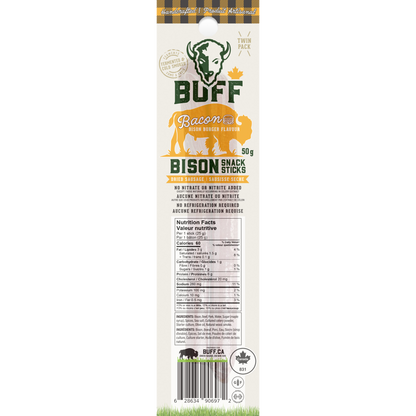Bison Bacon Burger Twin Pack - Healthy Bison Meat Snack Sticks - BUFF