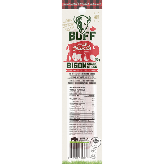 Bold Chipotle Twin Pack - Healthy Bison Meat Snack Sticks - BUFF