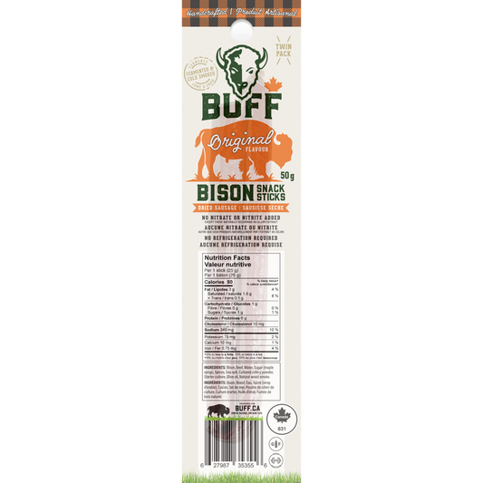 Original Flavor Twin Pack - Healthy Bison Meat Snack Sticks - BUFF