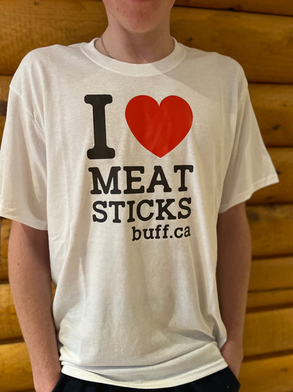 I (Heart) Meat Sticks T-Shirt - Healthy Bison Meat Snack Sticks - BUFF